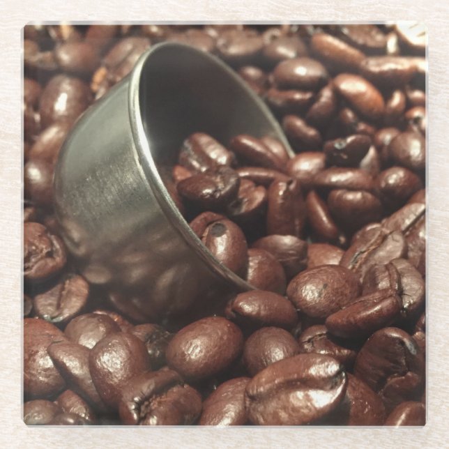 Roasted Coffee Beans Photograph Glass Coaster (Front)