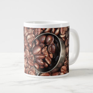 Roasted Coffee Beans With Silver Scoop Photograph Large Coffee Mug