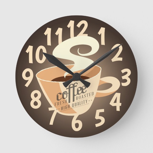 Roasted Coffee (brown) Round Clock (Front)
