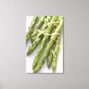 Roasted green asparagus with lemon zest, canvas print