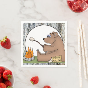 Roasting Marshmellows bear party paper napkins