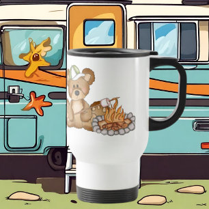 Roasting Marshmellows Bear Travel Mug