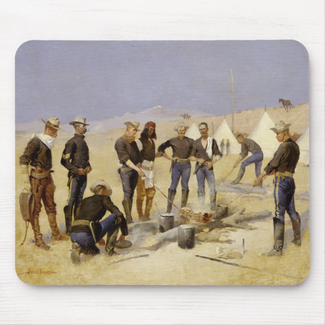 Roasting the Christmas Beef in a Cavalry Camp Mouse Mat (Front)