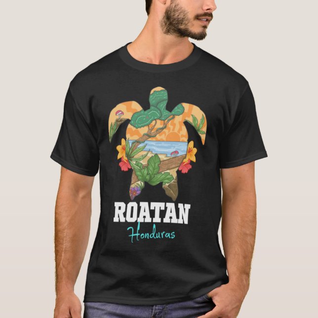 Roatan Bay Islands Honduras Turtle Souvenir T-Shirt (Front)