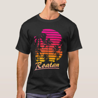 Roatan Cool 80s Palm Trees Summer Sunset T-Shirt