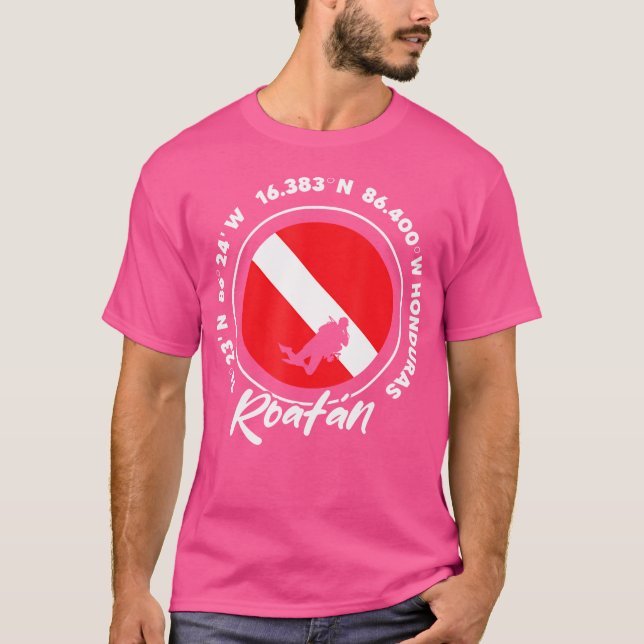 Roatan Diving Scuba Diver Dive Flag T-Shirt (Front)