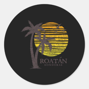 Roatan Honduras Colorful Beach Sunset Boys Girls S Classic Round Sticker