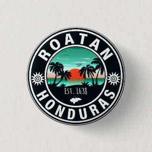 Roatán Honduras Island Retro Sunset Souvenirs 80s 3 Cm Round Badge
