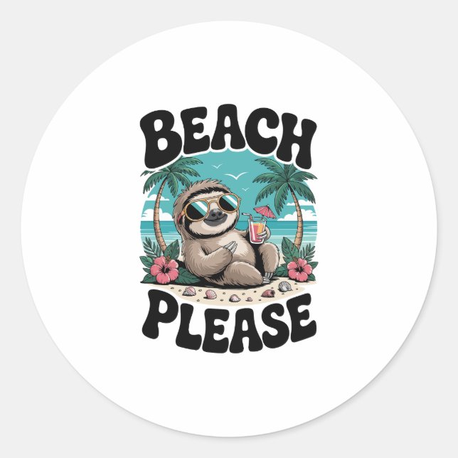 Roatan Honduras Sloth Summer Classic Round Sticker (Front)