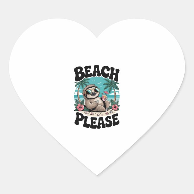 Roatan Honduras Sloth Summer Heart Sticker (Front)