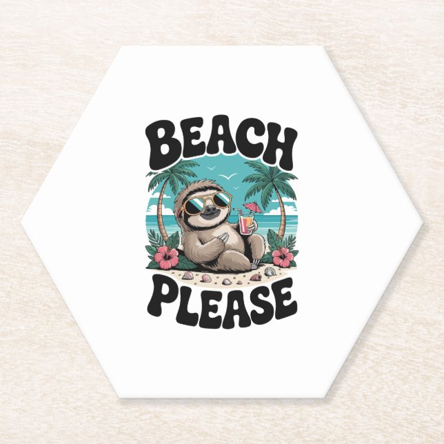 Roatan Honduras Sloth Summer Paper Coaster (Front)