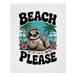 Roatan Honduras Sloth Summer Poster