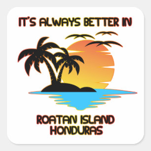 Roatan Island Caribbean Tropical Beach Honduras Square Sticker