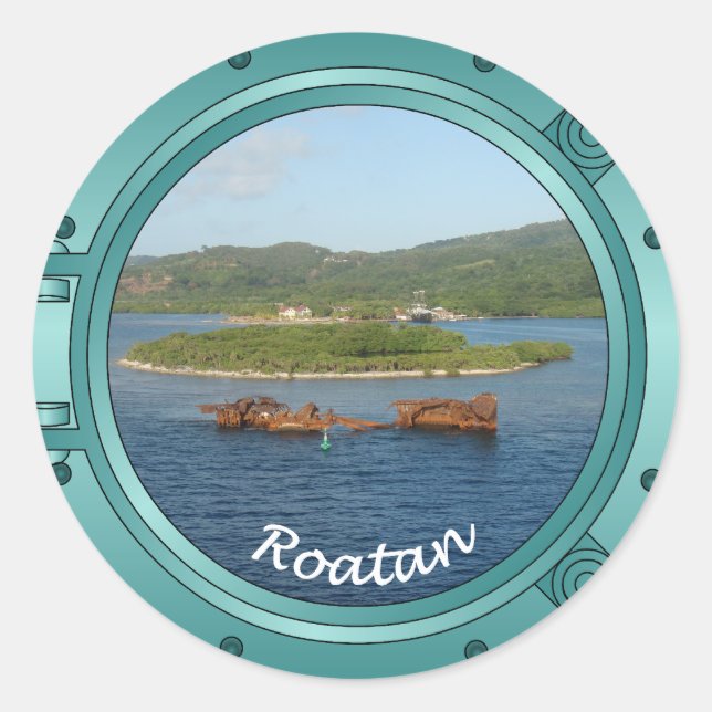 Roatan Porthole Classic Round Sticker (Front)