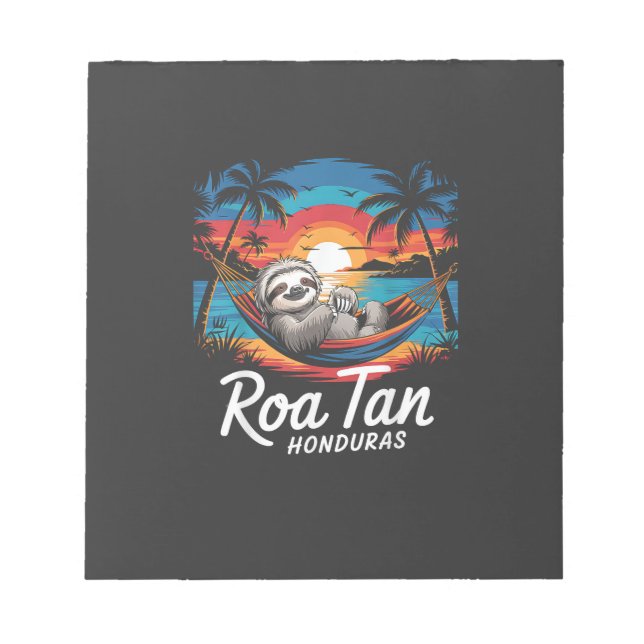 Roatan Sloth, Roatan Honduras Sloth, Roatan T-Shir Notepad (Front)
