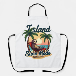 Roatan Sloth Vintage Island Relax Graphic 2 Apron