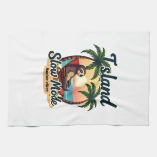 Roatan Sloth Vintage Island Relax Graphic 2 Tea Towel
