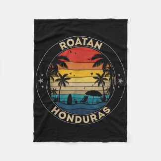 Roatan Vintage Colourful Rtees - Uni Adults Retro  Fleece Blanket