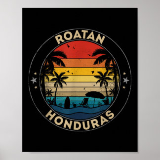 Roatan Vintage Colourful Rtees - Uni Adults Retro  Poster