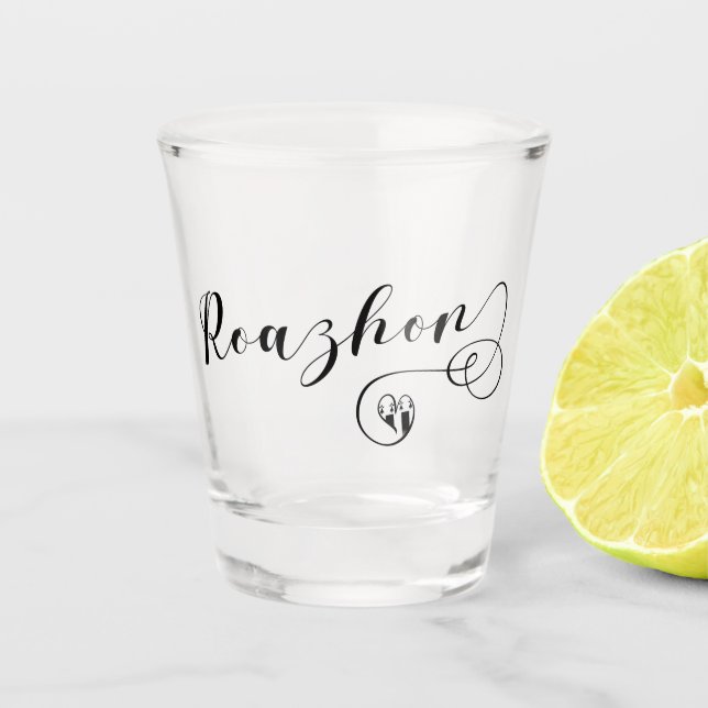 Roazhon, Rennes Flag in Heart, Breton Shot Glass (Front)