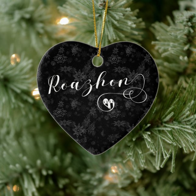 Roazhon, Rennes Flag in Heart, Brittany Ceramic Tree Decoration (Tree)