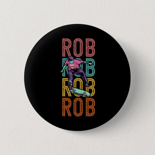 Rob Custom Skateboarding Hob  6 Cm Round Badge (Front)