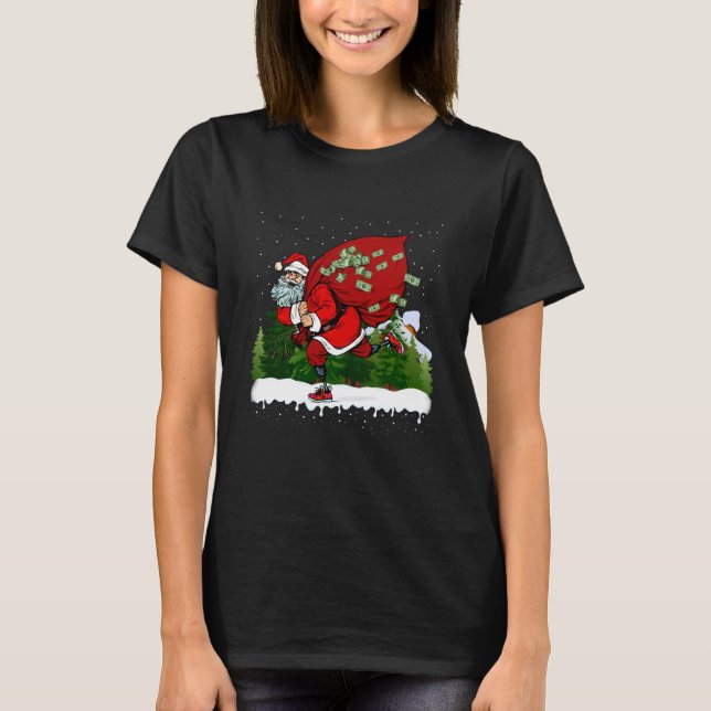 Robber Santa Funny Christmas Graphic Xmas T-Shirt (Front)