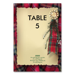 Robbie Burns Formal Table marker Number