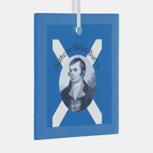 Robbie Burns - In Blue Oidhche Bhlas Burns Saltire Glass Tree Decoration