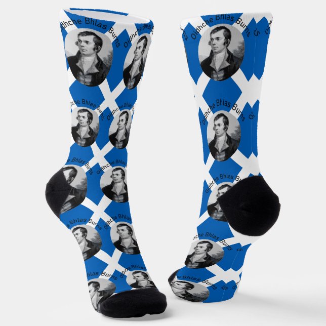 Robbie Burns - In Grey Oidhche Bhlas Burns Saltire Socks (Angled)