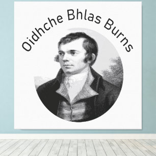 Robbie Burns - Oidhche Bhlas Burns Gaelic In Grey Canvas Print