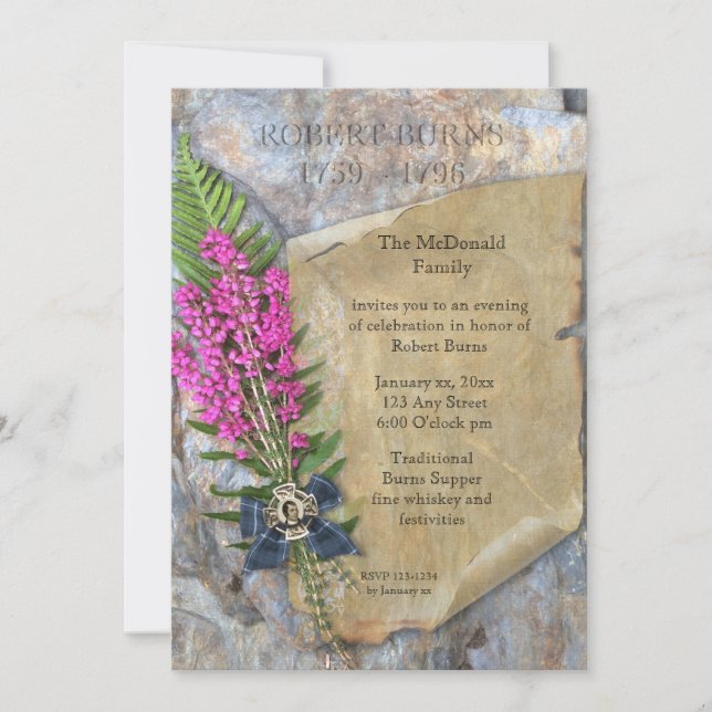 Robbie Burns Rustic invitation (Front)