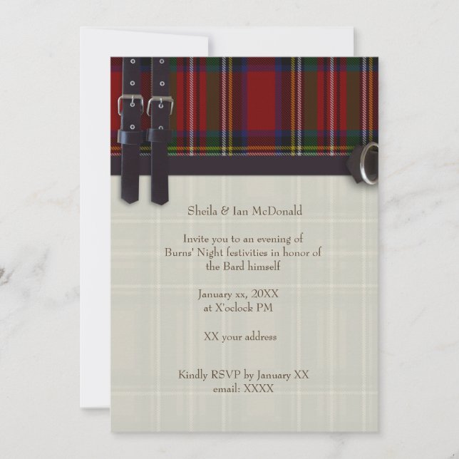 Robbie Burns Traditional Invitation (Front)