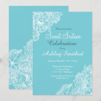 Robbin egg blue floral lace Sweet 16