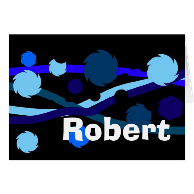 Robert Blue and Black Personalised Name Card (Front Horizontal)