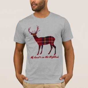 Robert Burns Quote Royal Stewart Tartan Stag T-Shirt