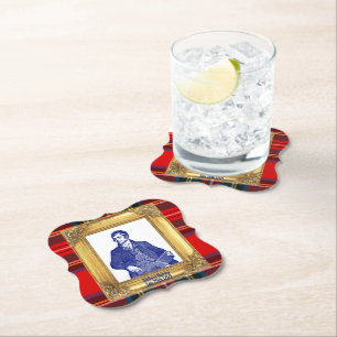 Robert Burns Royal Stewart Plaid Jan 25 Cocktail Paper Coaster