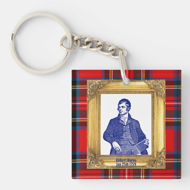 Robert Burns Royal Stewart Plaid Jan 25 Key Ring (Front)