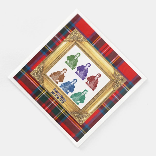Robert Burns Royal Stewart Plaid Jan 25 Multi Napkin (Corner)