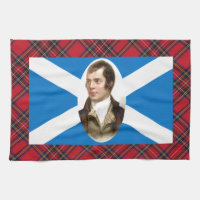 Robert Burns Scottish Flag Tartan Tea Towel
