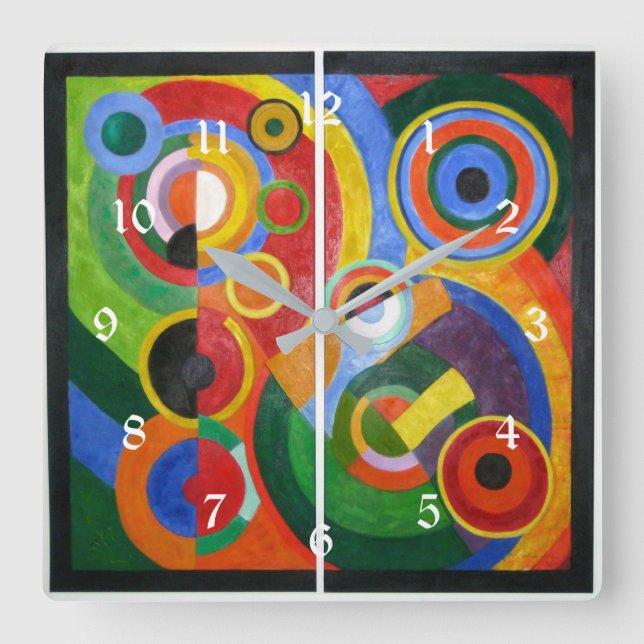Robert Delaunay: Rhythm, colourful artwork Square Wall Clock (Front)