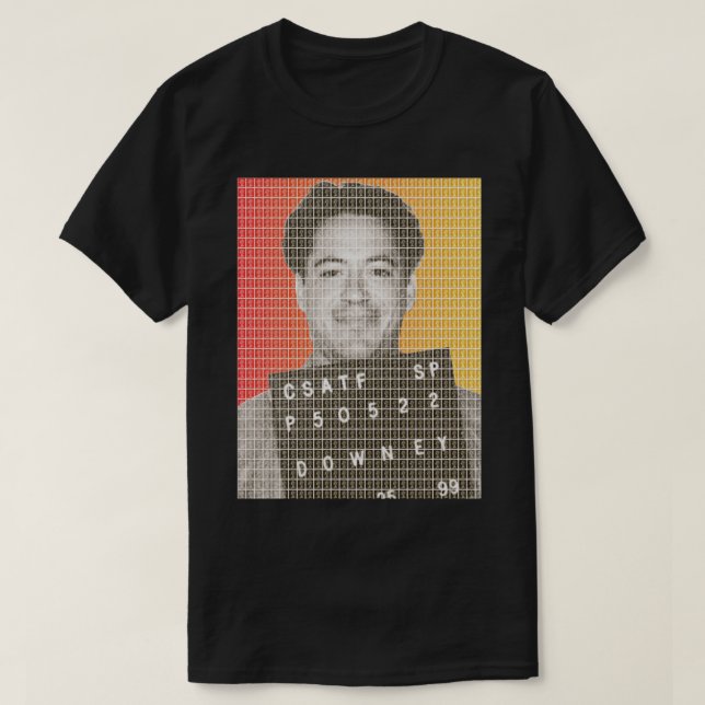 Robert Downey Jr Mug Shot T-Shirt (Design Front)
