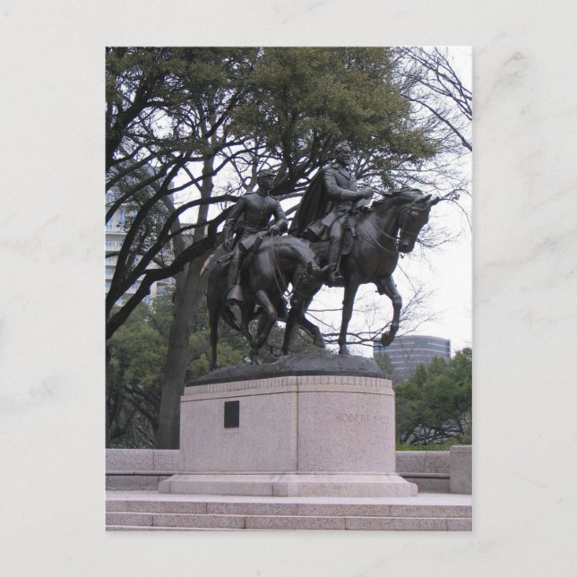 Robert E. Lee Statue, Lee Park, Dallas TX Postcard (Front)