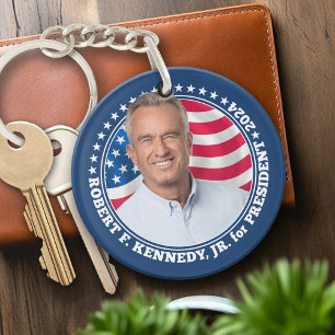 Robert F Kennedy JR RFK photo and flag 2024 Key Ring