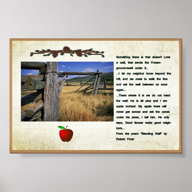 Robert Frost poem fence picture poster (Front)