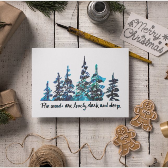 Robert Frost Poem Hand-Drawn Pine Forest Card (Creator Uploaded)
