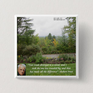 Robert Frost Wisdom Quote "Road Less Traveled" 15 Cm Square Badge