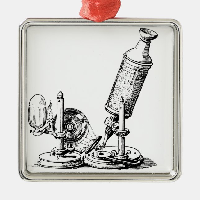 Robert Hooke's Microscope Metal Tree Decoration (Front)