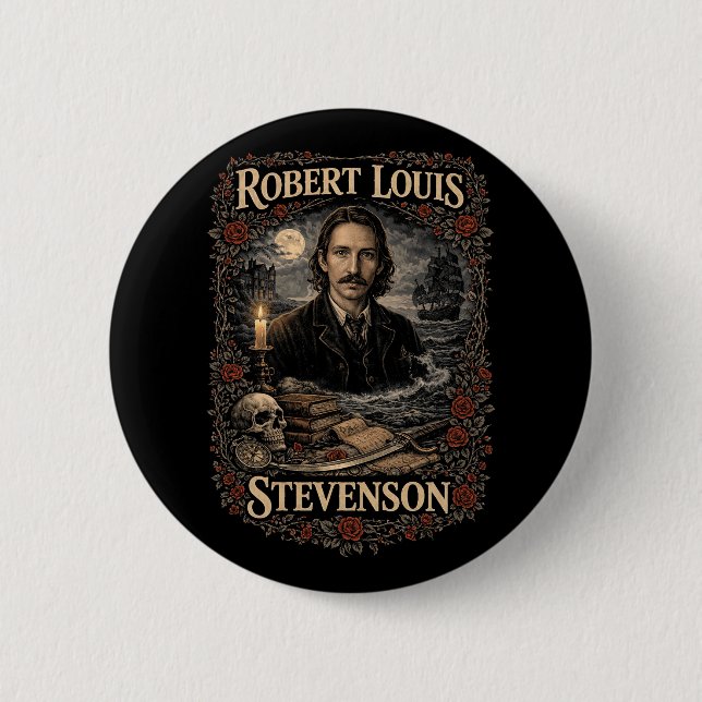 Robert Louis Stevenson 6 Cm Round Badge (Front)