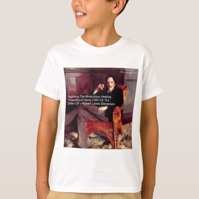 Robert Louis Stevenson & Quote CBD is Golden Oil T-Shirt (Front)